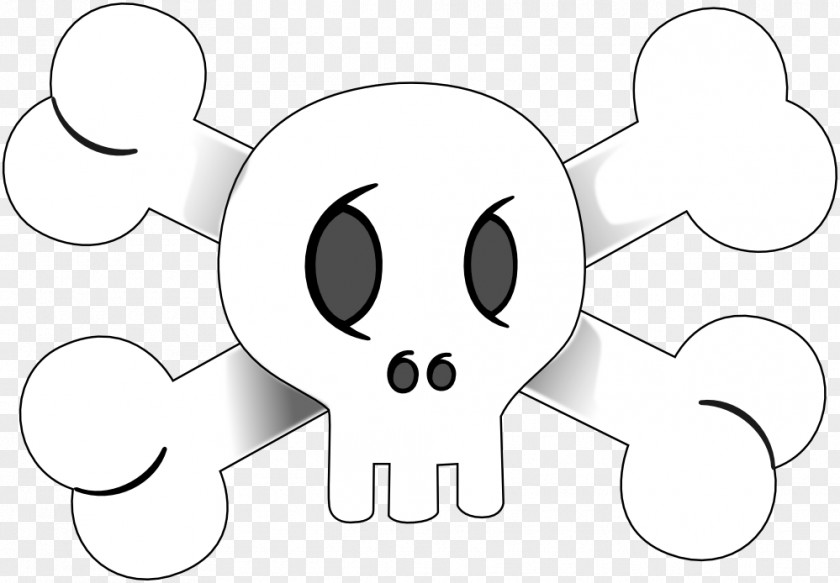 Skull Line Art & Bones Jolly Roger Piracy Flag Clip PNG