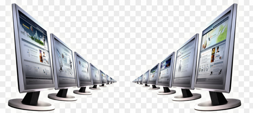 Two Rows Of Computers High Tech Business Purchasing Company Information PNG