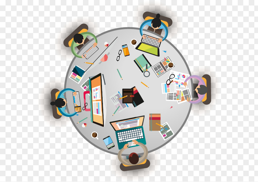 Beautifully Surrounded Computer Desk Infographic Marketing Business Illustration PNG