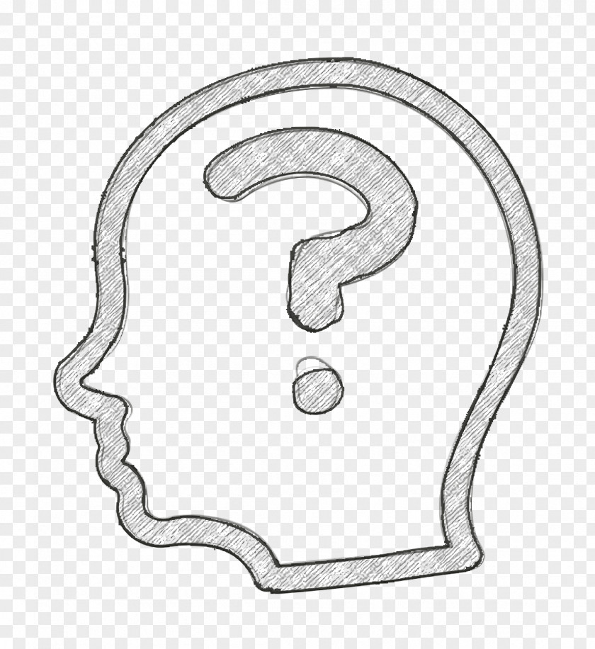 Interface Icon Question Mark Inside A Bald Male Side Head Outline Hand Drawn PNG