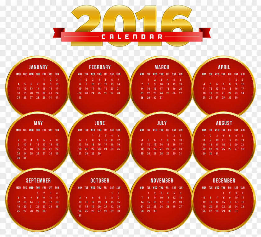 Transparent Red 2016 Calendar Image Google PNG
