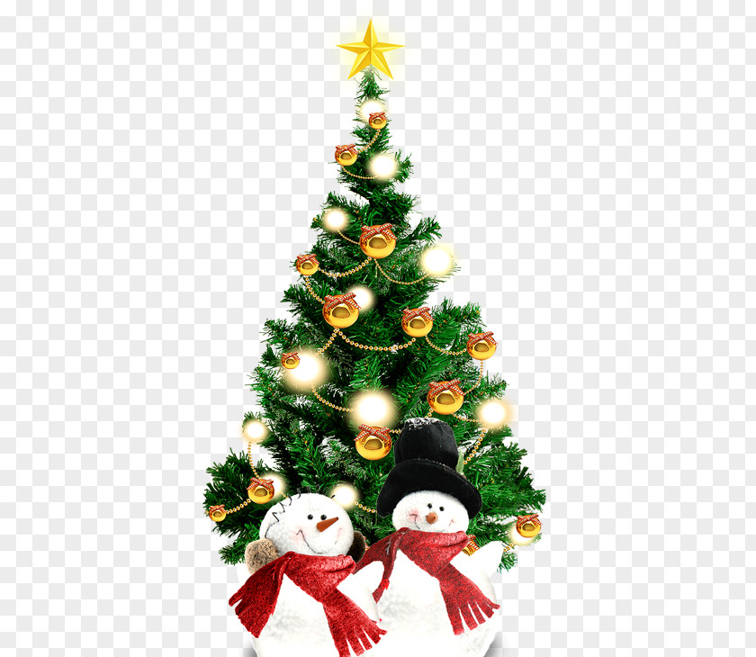 Christmas Tree And Snowman Ornament Spruce Fir PNG
