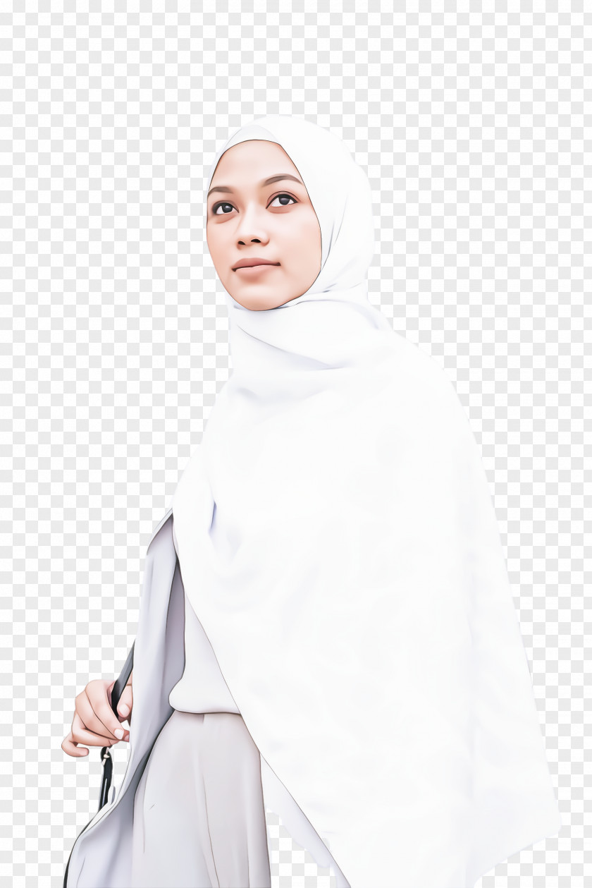 Uniform Neck White Robe PNG