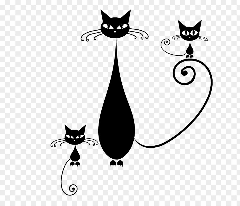 Cartoon Cute Black Kitten Whiskers Cat Domestic Short-haired PNG