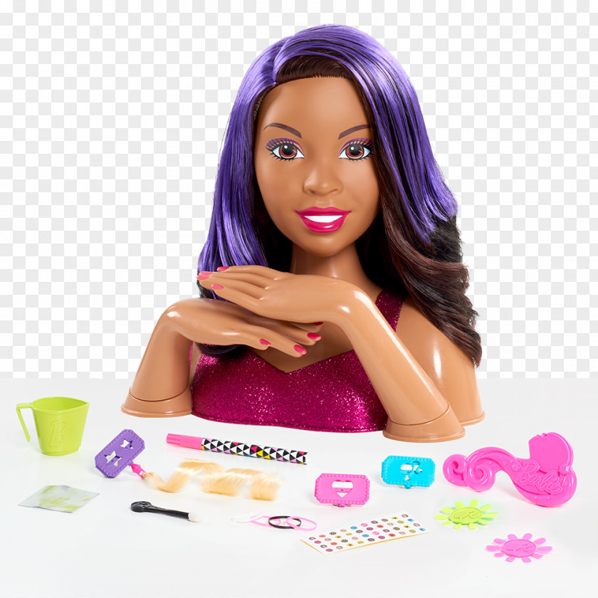 Doll Barbie Deluxe Stylin' Head Flip & Reveal Styling Pet Set PNG