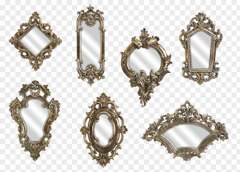 Retro Mirror Light Wall Picture Frame Reflection PNG