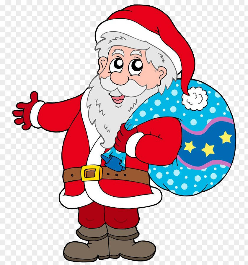Santa Claus With Bags On His Back Gift Christmas Illustration PNG