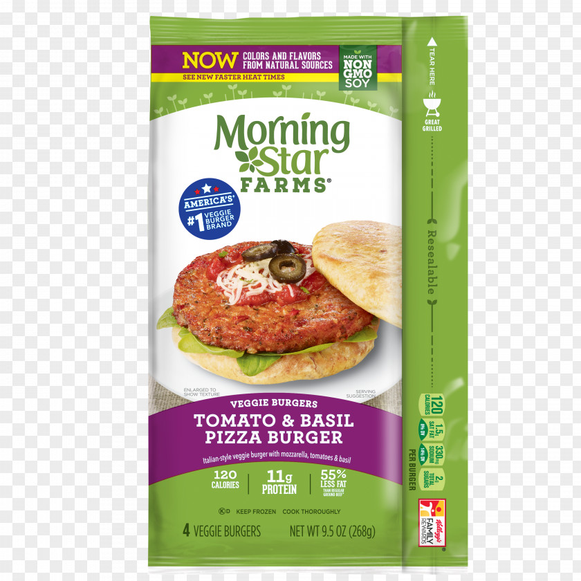 Tomato Pizza Veggie Burger Hamburger Morningstar Farms Garden Patties MorningStar Grillers Prime Spicy Black Bean PNG
