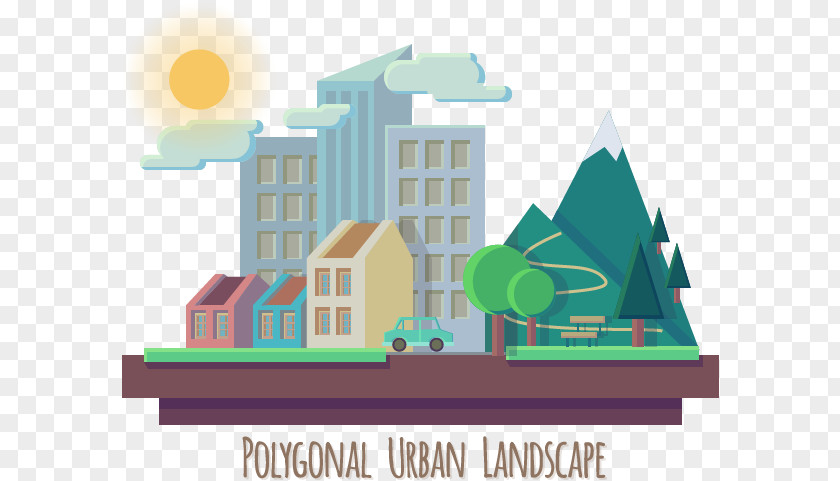 Vector Creative City Landscape Material Pogo Stick: Fat Boy Jump Euclidean Architecture PNG