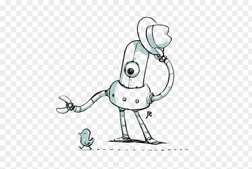 Robot Cartoon Illustration PNG