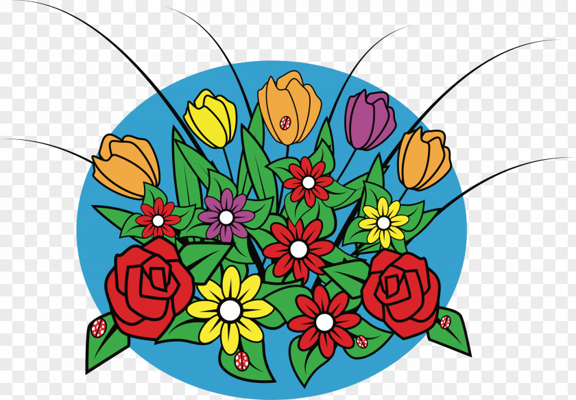 Spring Fresh Floral Design Flower Bouquet Clip Art Vector Graphics PNG