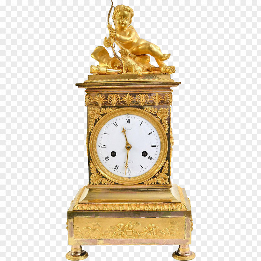 Pocket Watch French Empire Mantel Clock Ormolu Bronze PNG