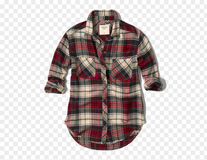 Off White Flannel Tartan Blouse Maroon PNG