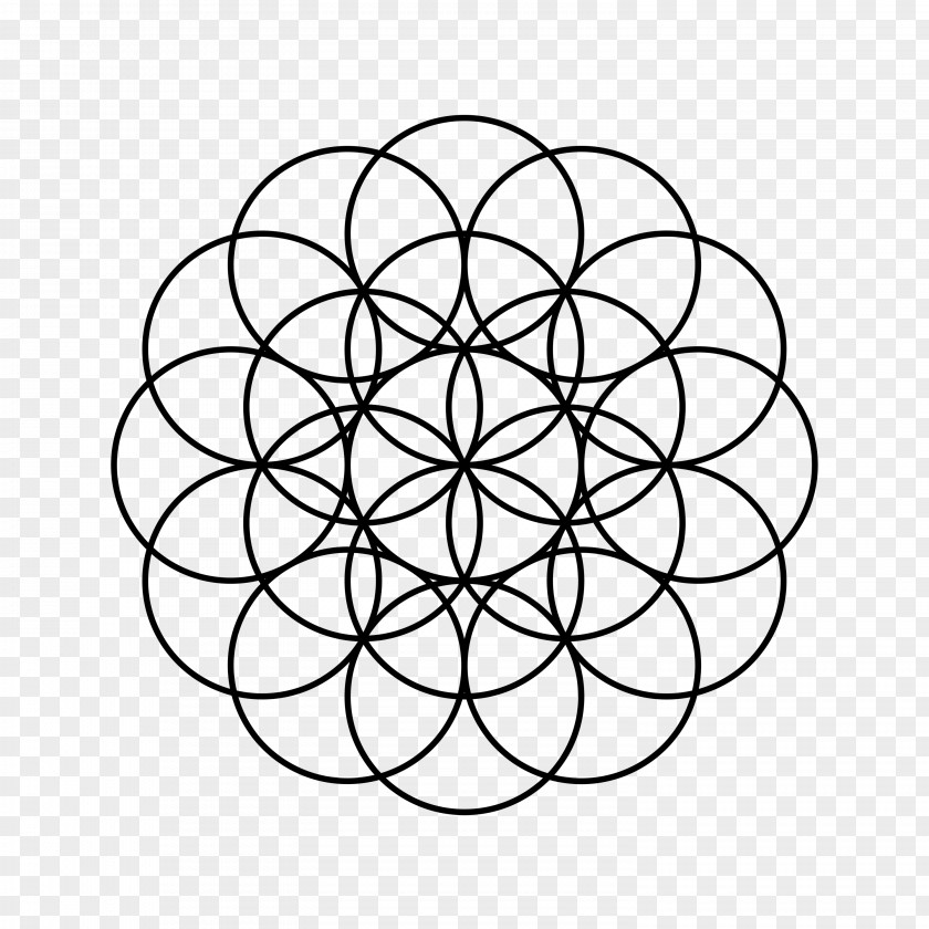 Sacred Overlapping Circles Grid Symbol Geometry Metatron's Cube PNG