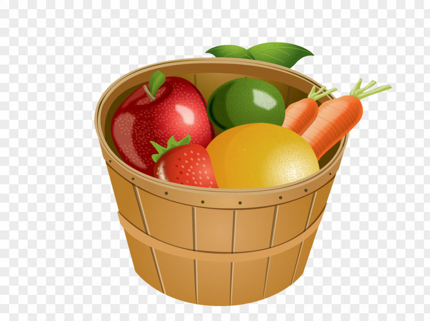 Yellow Bamboo Baskets Basket And Vegetables Of Fruit Lemon Clip Art PNG