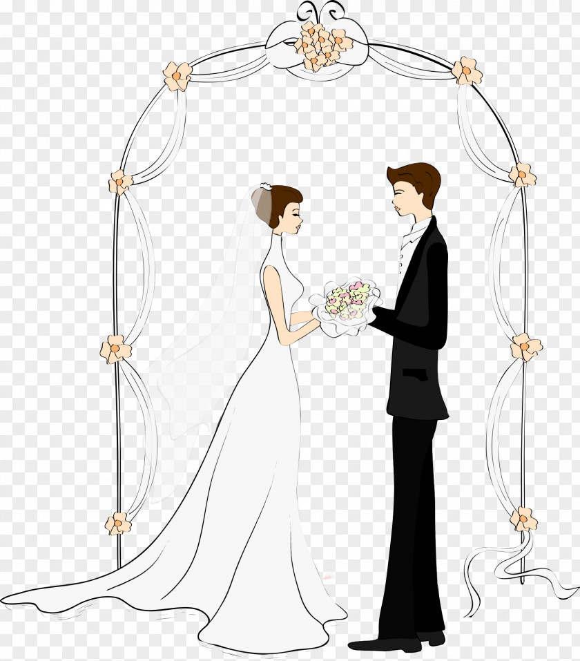 Arches And Cartoon Couple Wedding Drawing Marriage PNG