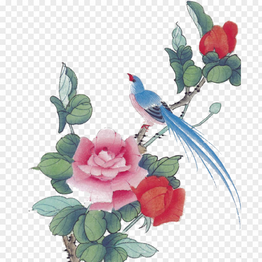 Birds And Flowers Chinese Painting Bird-and-flower Ink Wash PNG