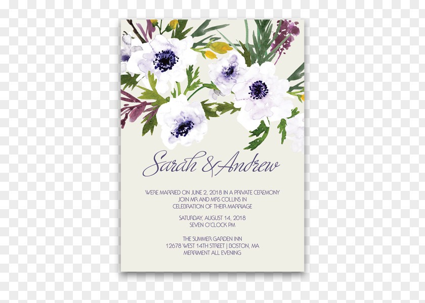 Watercolor Wedding Invitation Paper Save The Date Flower PNG