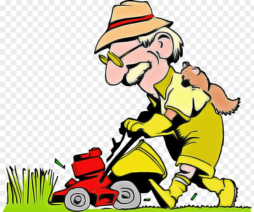 Cartoon Lawn Mower Vehicle Gardener PNG