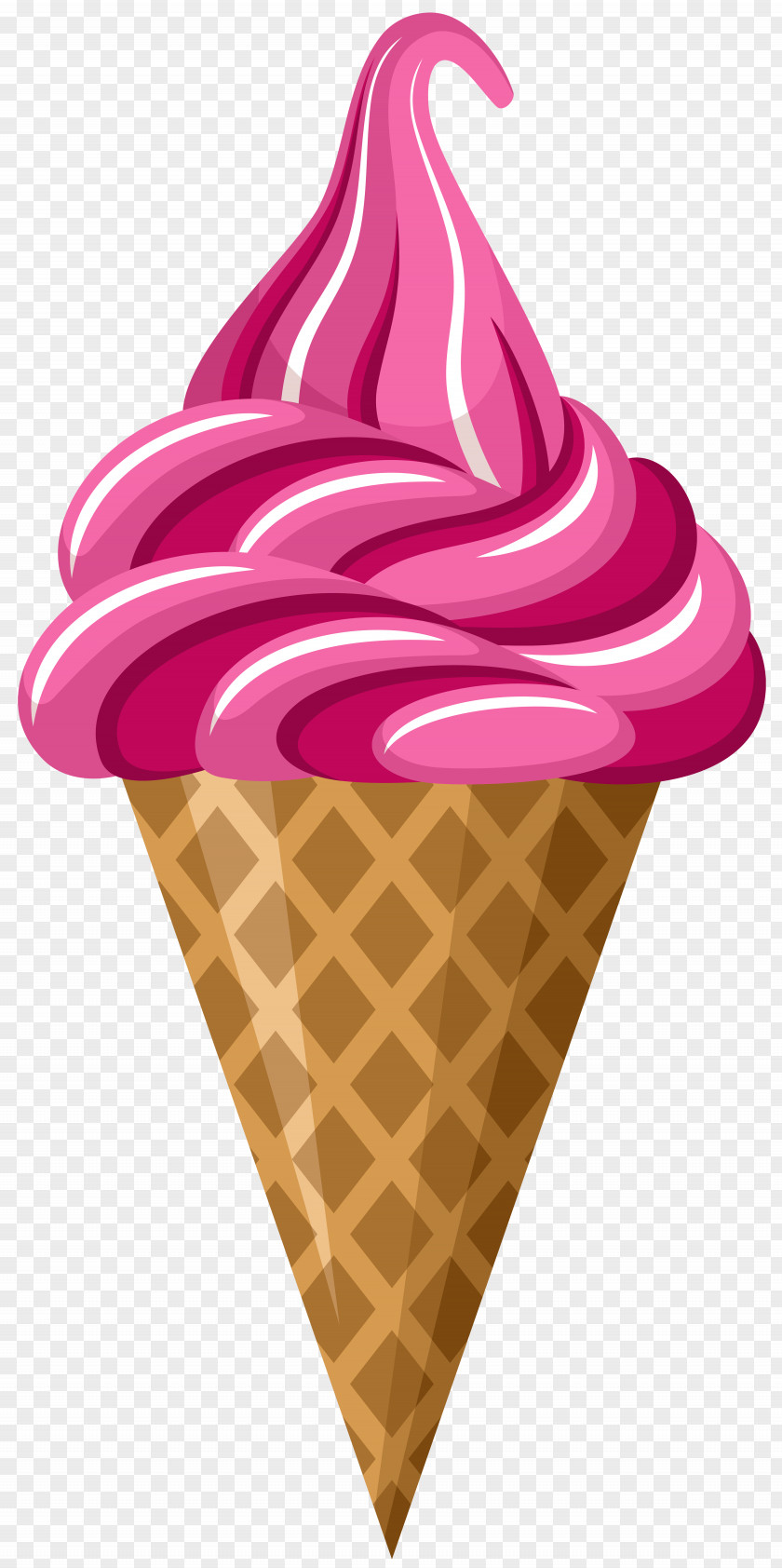 Pink Ice Cream Cone Clip Art Image Strawberry PNG