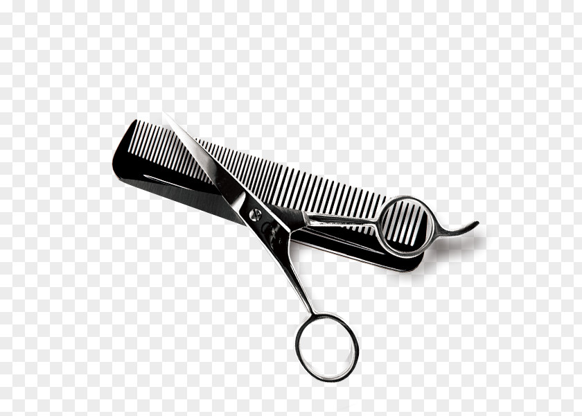 Black Hair Salon Scissors And Comb Hairdresser Hairstyle Beauty Parlour PNG