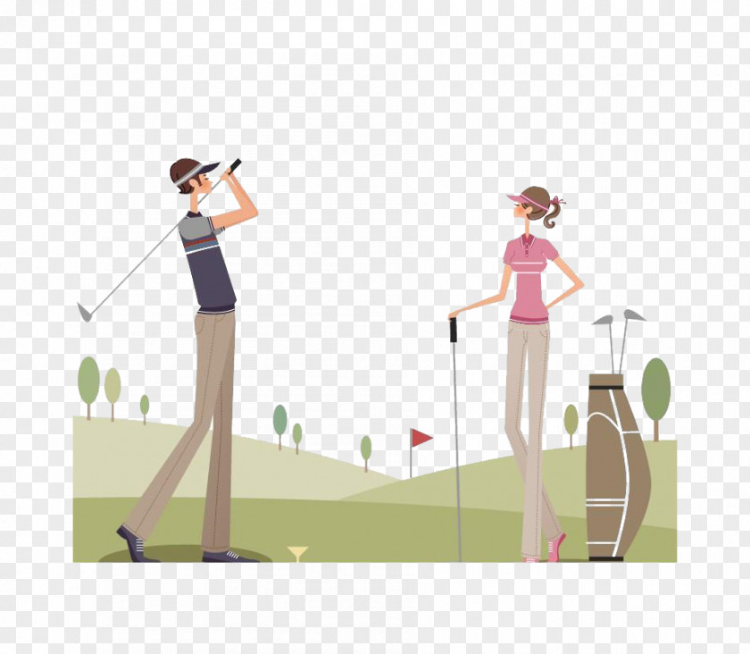 Cartoon Men And Women Play Golf Royalty-free PNG