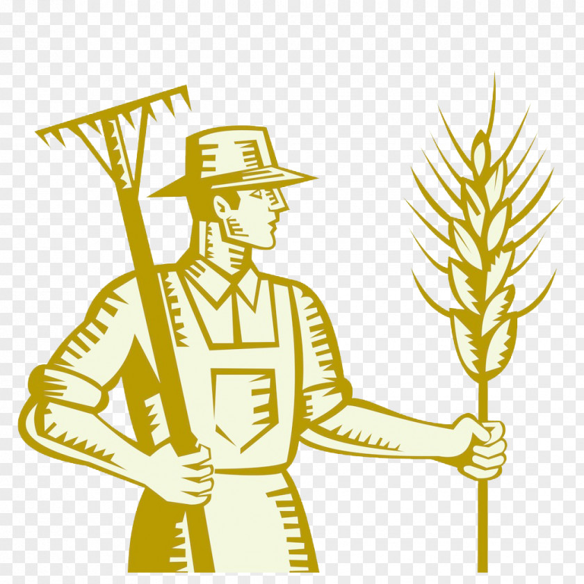 Take The Wheat Men Farmer Agriculture Woodcut Illustration PNG