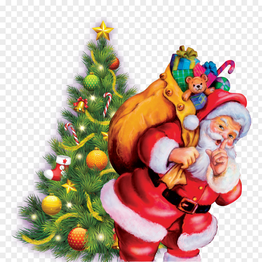 Christmas Tree Santa Claus Ornament Art PNG