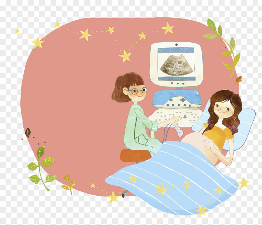 Pregnant Women Doing B-mode Ultrasound Clip Art PNG
