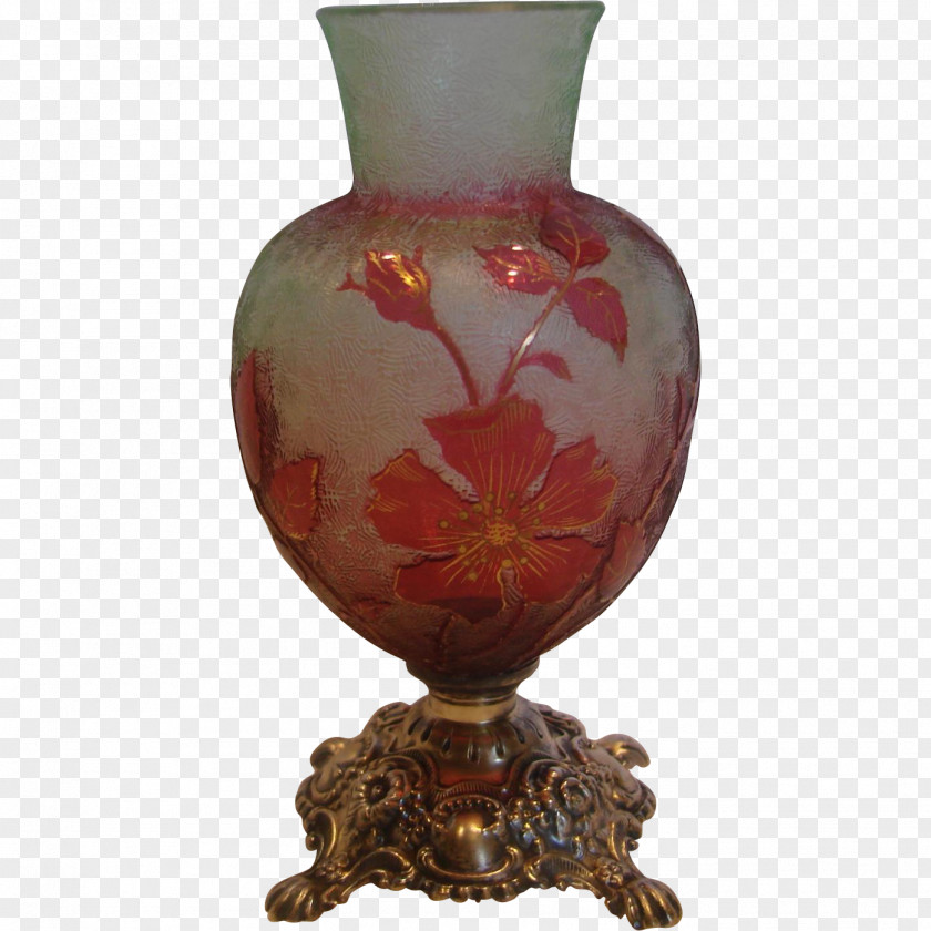 Vase Baccarat Glass Art Cranberry PNG