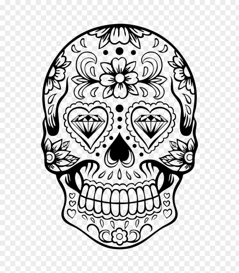 Skull Calavera Stencil Day Of The Dead Coloring Book PNG