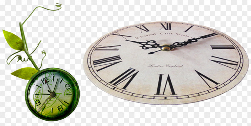 Small Decorative Pocket Watch And Lying Clock Clip Art PNG