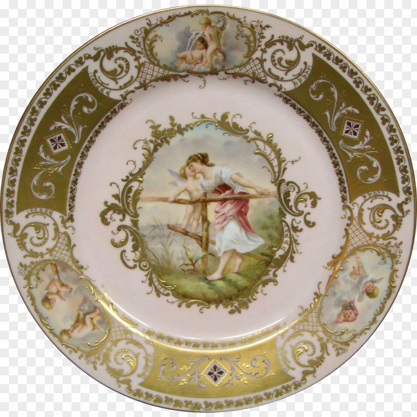 Hand-painted Woman Tableware Plate Porcelain PNG