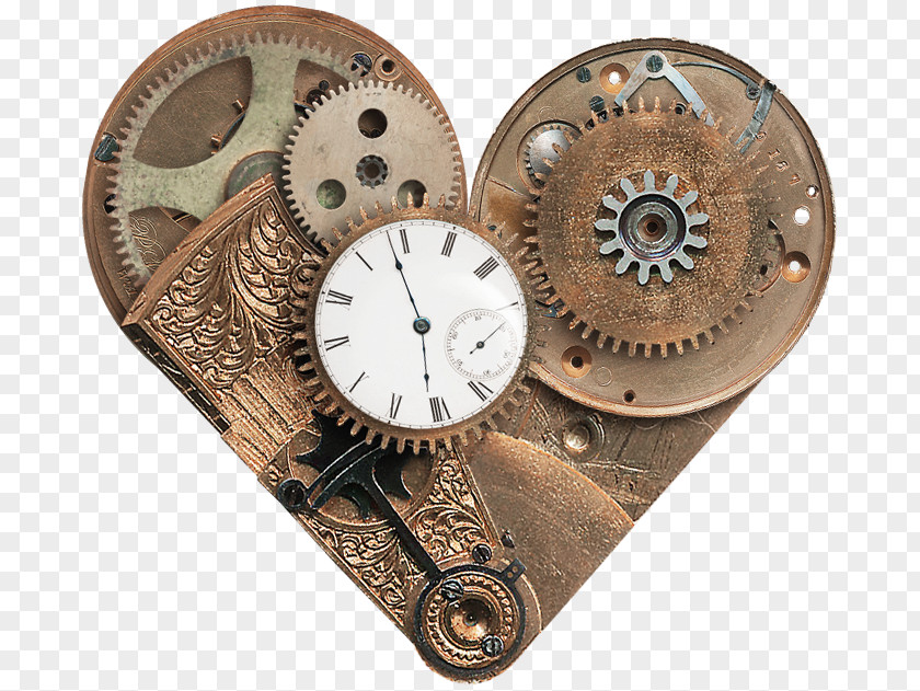 Mechanical Heart Clock Gear Mainspring PNG