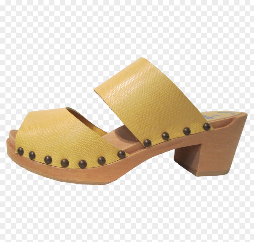 Yellow Mid Heel Shoes For Women Clog Product Design Slide Sandal PNG