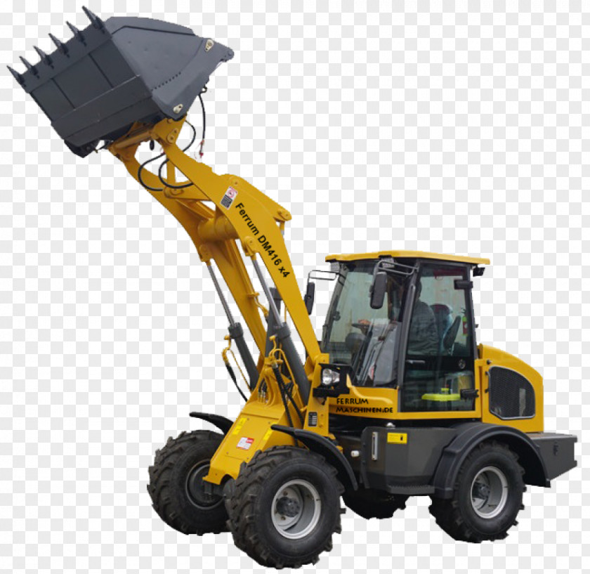 Bulldozer Machine Loader Hoflader Yellow PNG
