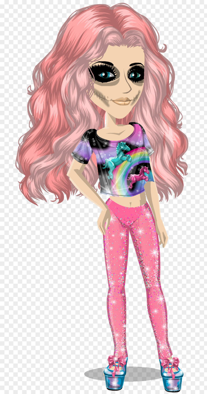 Barbie Brown Hair Illustration Pink M Animated Cartoon PNG
