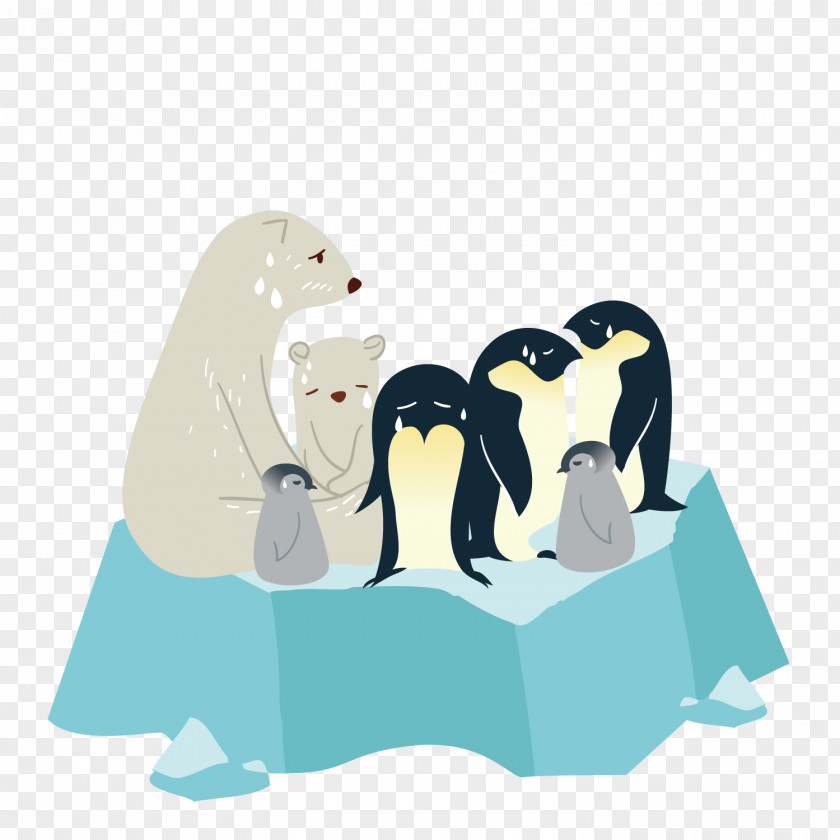Penguins And Polar Bears On Glaciers Microsoft PowerPoint Template Presentation Slide Reversal Film PNG
