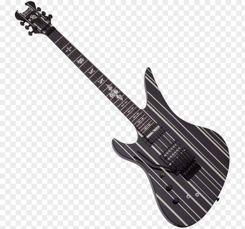 Synyster Gates House Bass Guitar Electric Schecter Research シェクターSchecter 1741 GATES Custom-S, Black/Silver PNG