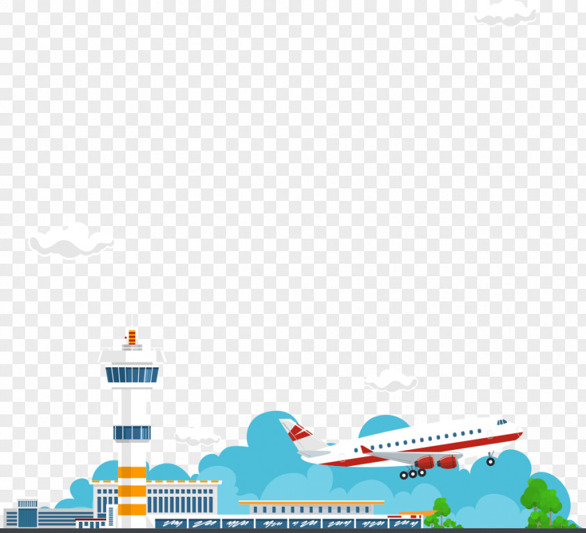 Vector Aircraft And Control Tower Airplane Graphic Design PNG