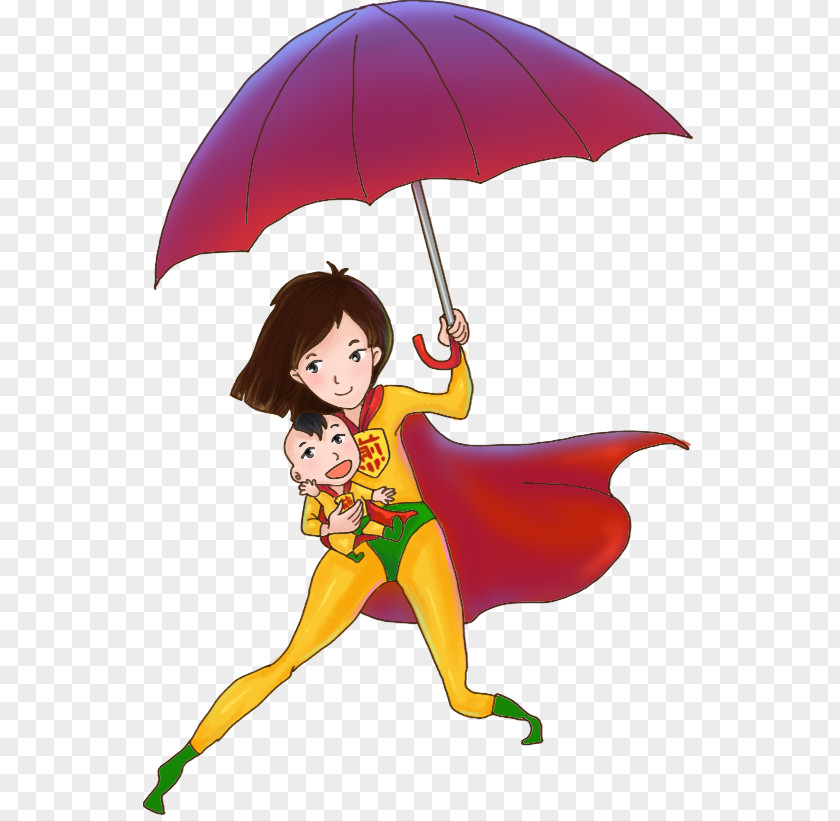 Mom Turned Superman Clark Kent Illustration PNG