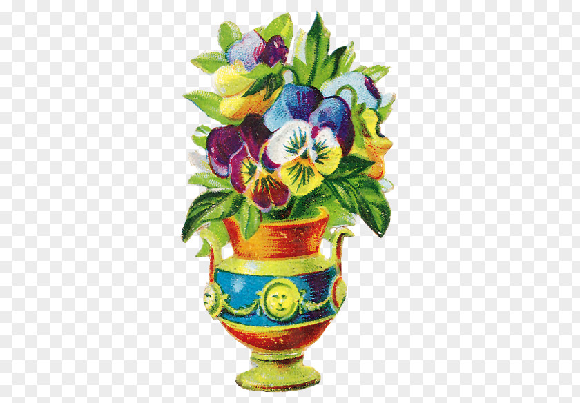 Pansy Floral Design Flowerpot Clip Art PNG