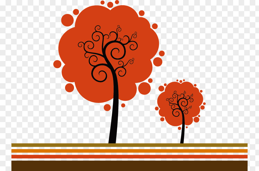 Vector Autumn Tree Pattern Nature Shape Abstract Art Landscape PNG