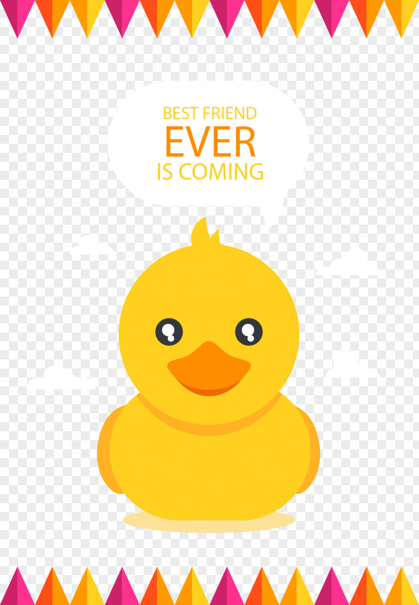 Vector Painted Big Yellow Duck Clip Art PNG