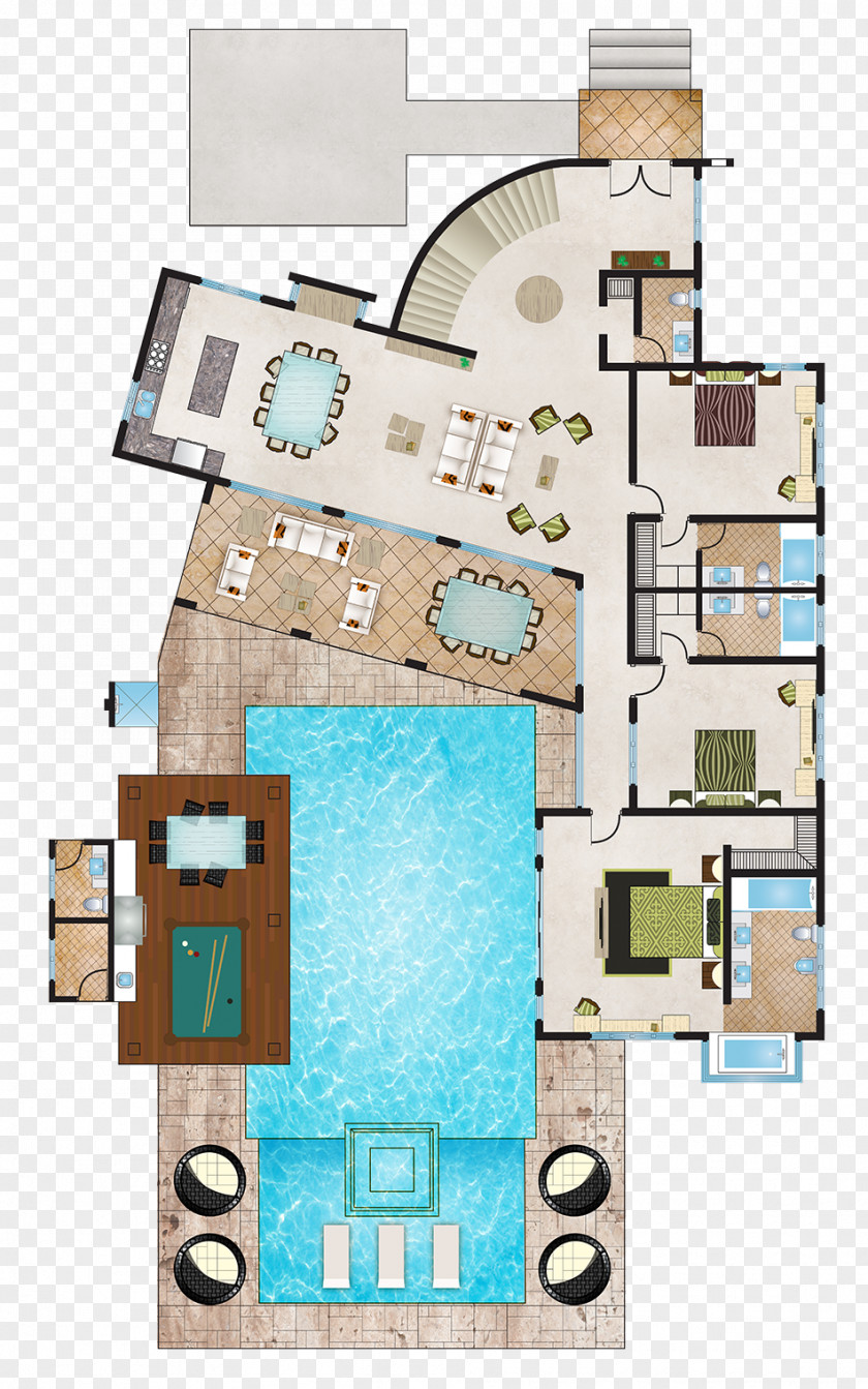 Grade 1 Villa 6mm BR Terrace Floor Plan Square PNG