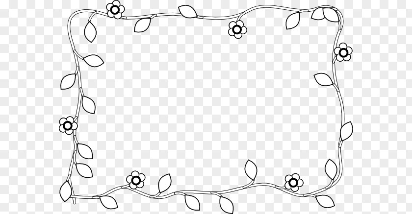 Black And White Flower Border Line Angle Point PNG