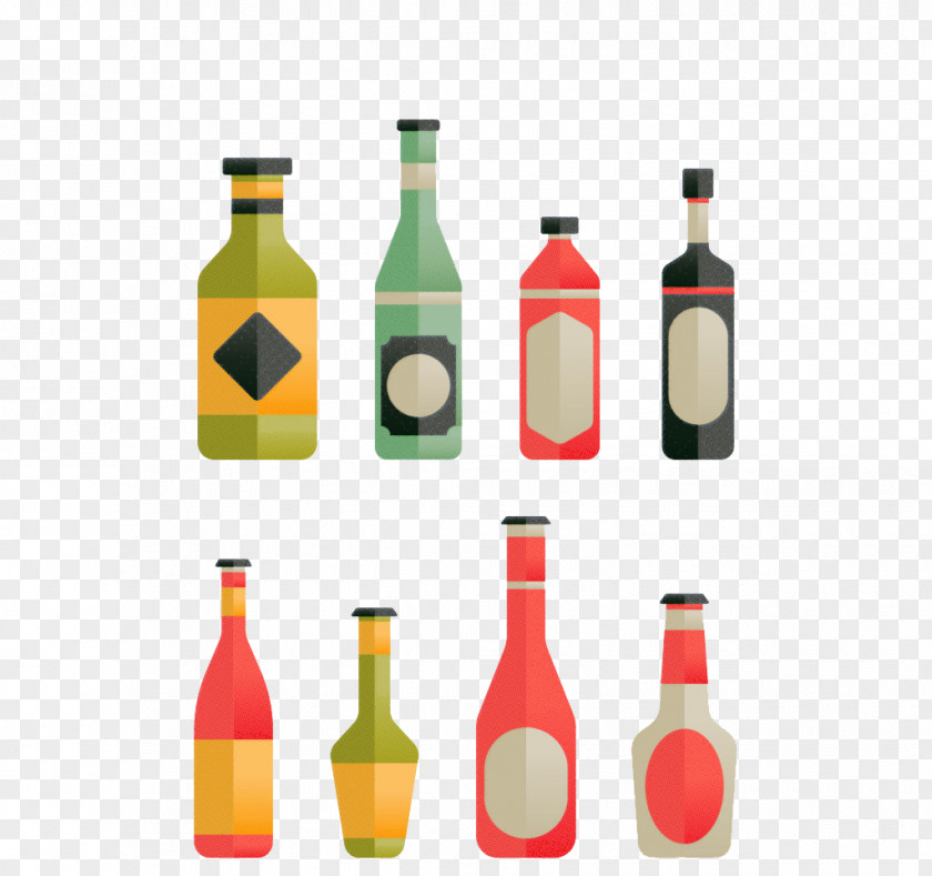 Cartoon Beer Bottles Distilled Beverage Glass Bottle PNG