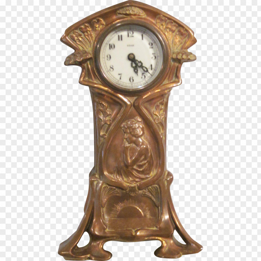Clock Mantel Art Nouveau Fireplace PNG