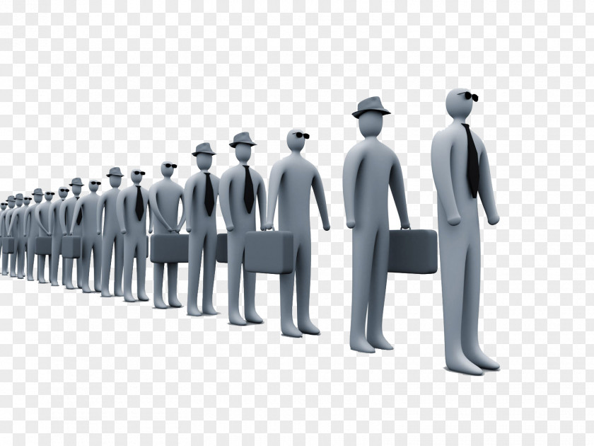 Business People Queuing Drawing Three-dimensional Space Illustration PNG