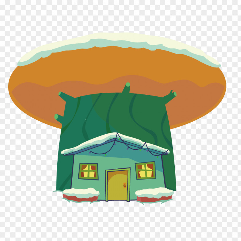 Vector Orange Mushroom Cartoon Cabins Illustration PNG